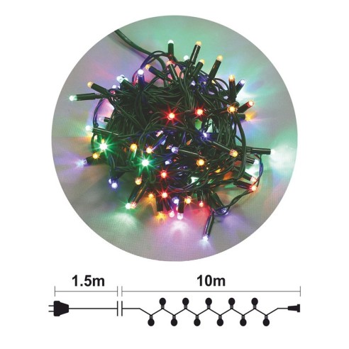 Гирлянд 100 разноцветни LED лампички 10м черен кабел ENIGMA - 1