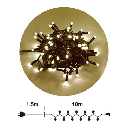 Гирлянд 100 топло бели LED лампички 10м черен кабел ENIGMA - 1