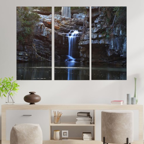 Малък водопад и езеро - картина пано за стена - 2