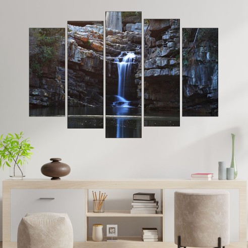 Малък водопад и езеро - картина пано за стена - 3