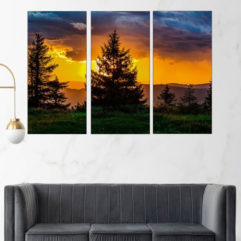 Залез над планината - картина пано за стена - 2