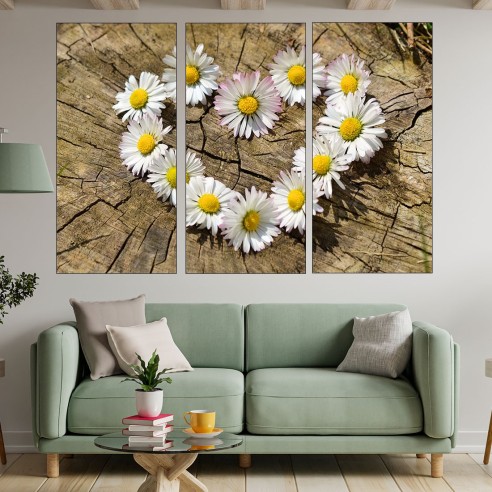 Сърце от маргаритки - картина пано за стена - 2