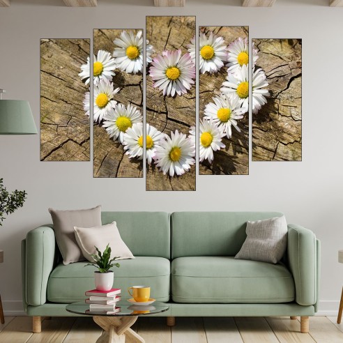 Сърце от маргаритки - картина пано за стена - 3