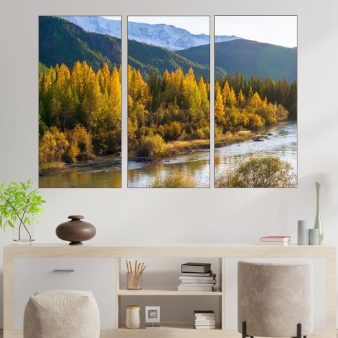 Река в Алтайските планини - картина пано за стена - 2