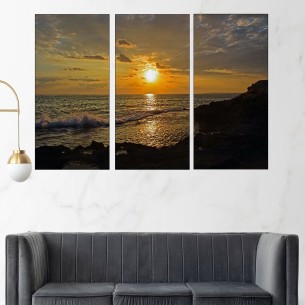 Залез над морски пейзаж - картина пано за стена - 1 2