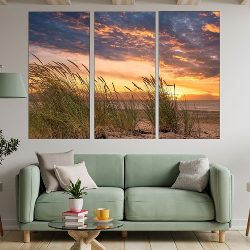 Тръстика на плажа - картина пано за стена - 2