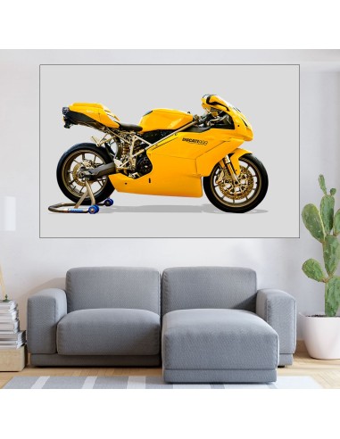 Жълт мотоциклет Дукати - картина пано за стена - 1