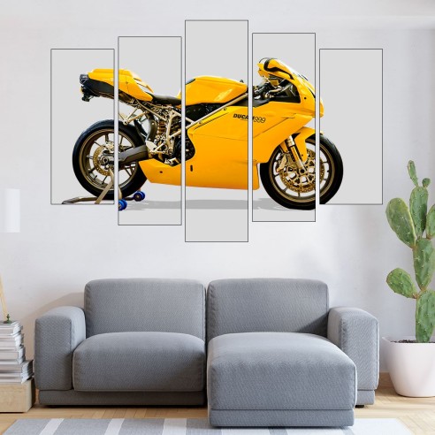 Жълт мотоциклет Дукати - картина пано за стена - 3