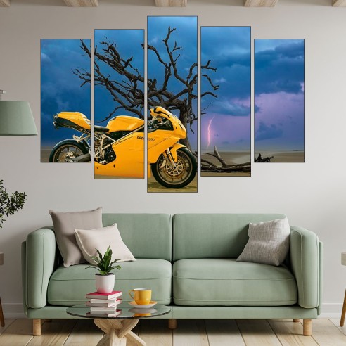 Колаж с мотоциклет Дукати - картина пано за стена - 3