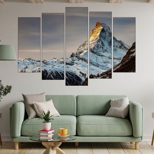 Матерхорн огрят от слънцето - картина пано за стена - 3