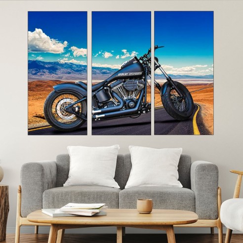 Колаж с мотоциклет харли дейвидсън - картина пано за стена - 2