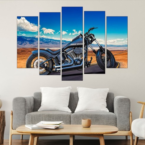 Колаж с мотоциклет харли дейвидсън - картина пано за стена - 3