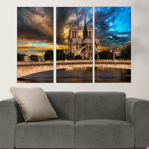 Катедралата Дева Мария в Париж - картина пано за стена - 2