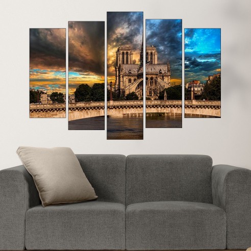 Катедралата Дева Мария в Париж - картина пано за стена - 3