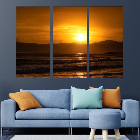 Красив изгрев над езеро - картина пано за стена - 2