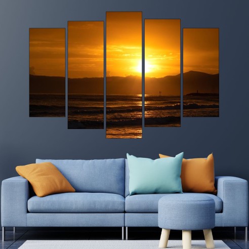 Красив изгрев над езеро - картина пано за стена - 3