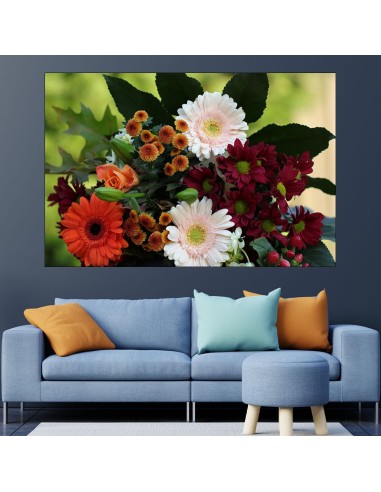 Букет от гербери и хризантеми - картина пано за стена - 2