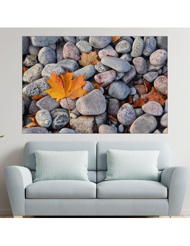 Жълти листа и камъни - картина пано за стена - 1