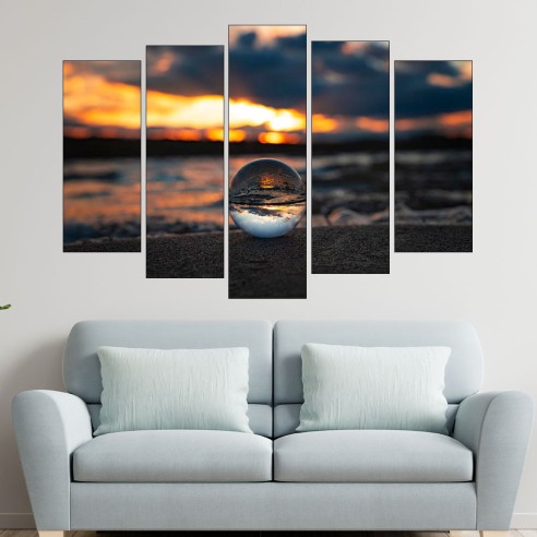 Стъклена топка в пясъка - картина пано за стена - 3
