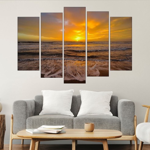 Пейзаж на красив залез в океана - картина пано за стена - 3
