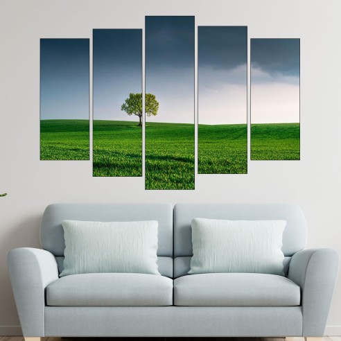 Дърво насред полето - картина пано за стена - 3