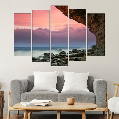 Скалист плаж в океана - картина пано за стена - 3