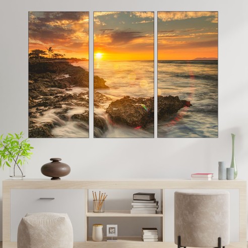 Красив залез над океана - картина пано за стена - 2