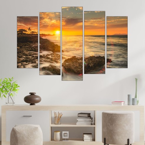 Красив залез над океана - картина пано за стена - 3