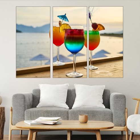 Студени коктейли на плажа  - картина пано за стена - 2