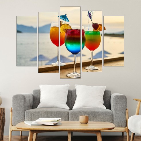 Студени коктейли на плажа  - картина пано за стена - 3