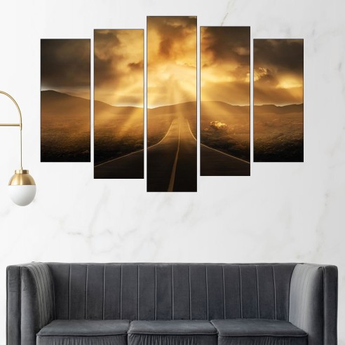 Изгрев над магистрала - картина пано за стена - 3