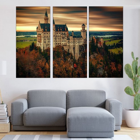 Баварски замък "Неушванщайн" - картина пано за стена - 2