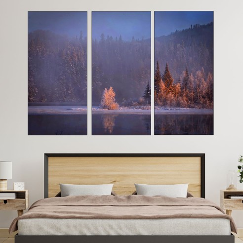 Зимен пейзаж в гората - картина пано за стена