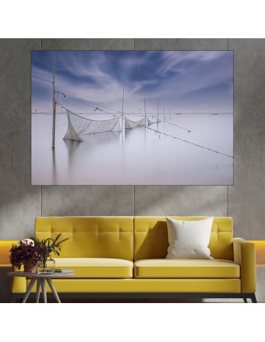 Мрежи  риболовни във водата - картина пано за стена - 1