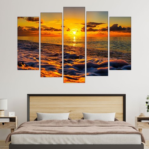 Залез над открито море - картина пано за стена - 3