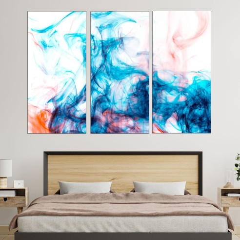 Абстракция - синьо и оранжево мастило - картина пано за стена - 1