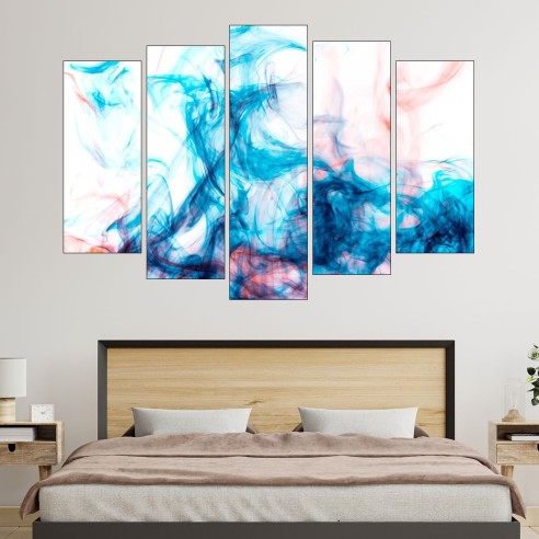 Абстракция - синьо и оранжево мастило - картина пано за стена - 3