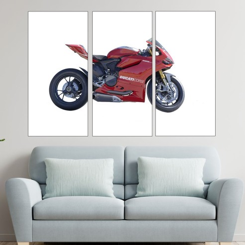 Червен мотоциклет DUCATI  - картина пано за стена - 2