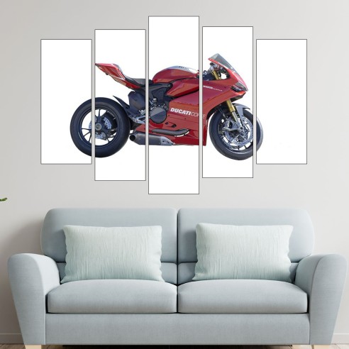 Червен мотоциклет DUCATI  - картина пано за стена - 3