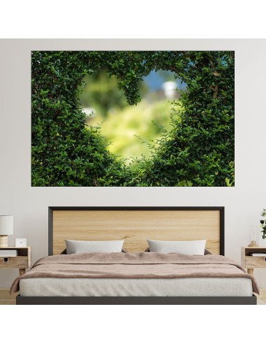 Зелен храст във формата на сърце - картина пано за стена - 1