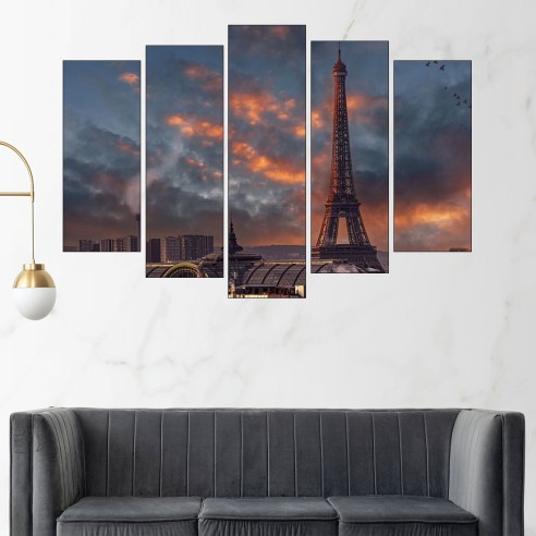 Айфеловата кула по залез слънце - картина пано за стена - 3
