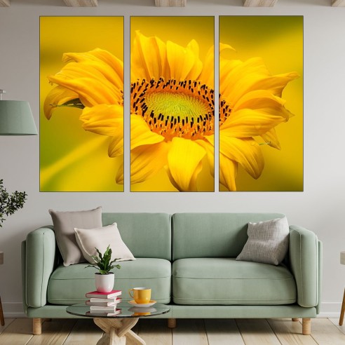 Близък план на слънчоглед - картина пано за стена - 2