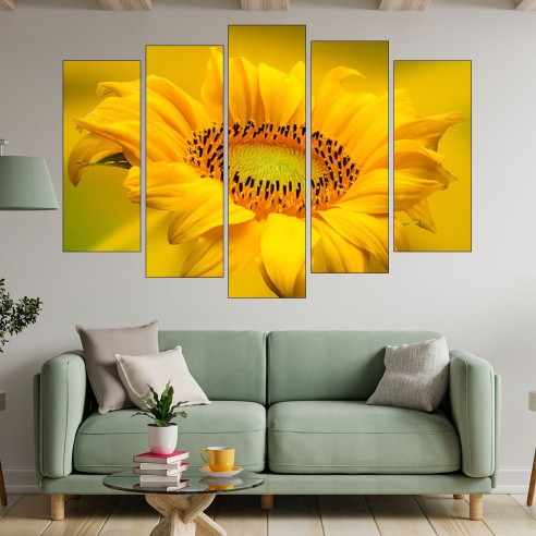 Близък план на слънчоглед - картина пано за стена - 3