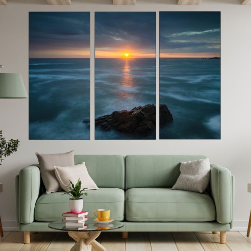 Ефектен изгрев над океана - картина пано за стена - 2