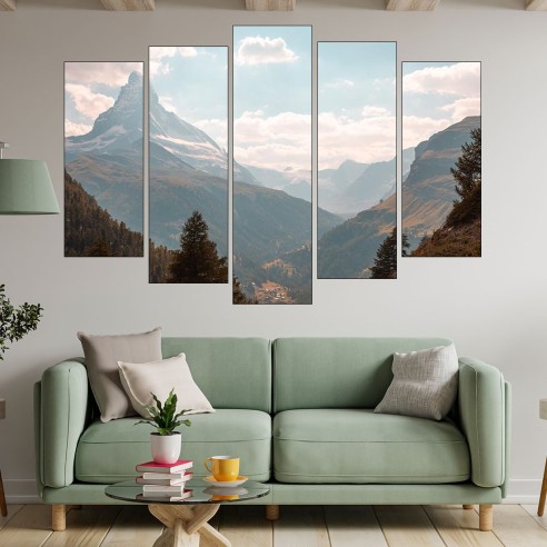 Изглед към връх Матерхорн - картина пано за стена - 3