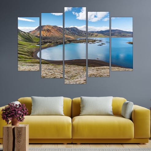 Красиво езеро в Исландия - картина пано за стена - 3