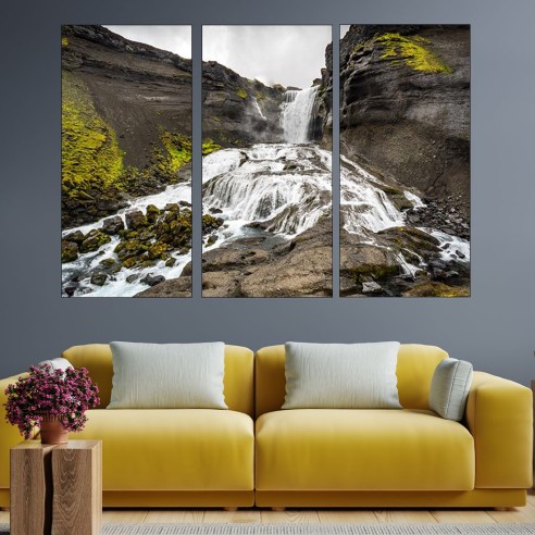 Красив водопад в Исландия - картина пано за стена - 2