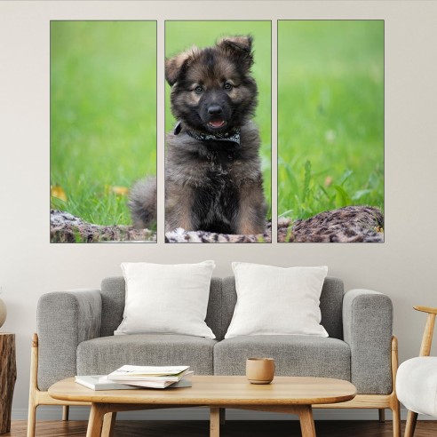 Малко кученце на поляната - картина пано за стена - 2