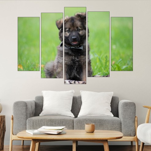 Малко кученце на поляната - картина пано за стена - 3