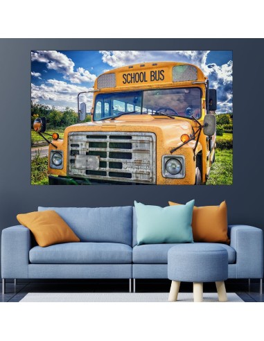 Изоставен училищен автобус - картина пано за стена - 1
